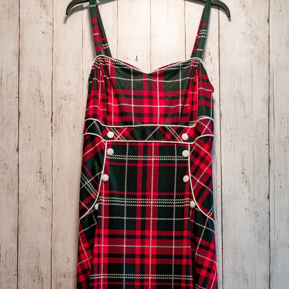 Red & Black Tartan Plaid Slip Dress